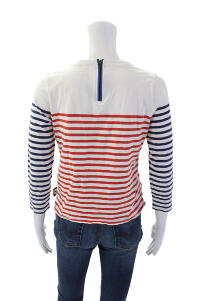 Claudie Pierlot Womens Cotton Striped Long Sleeve Basic Blouse White Size 1