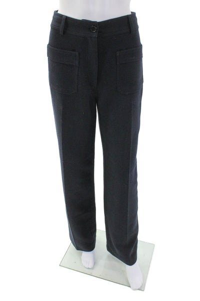 Nathaliedumeix Womens Zippered High-Waisted Straight Pants Blue Size 36