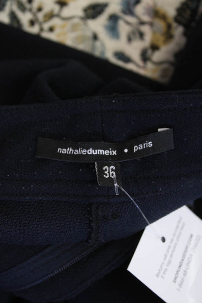 Nathaliedumeix Womens Zippered High-Waisted Straight Pants Blue Size 36