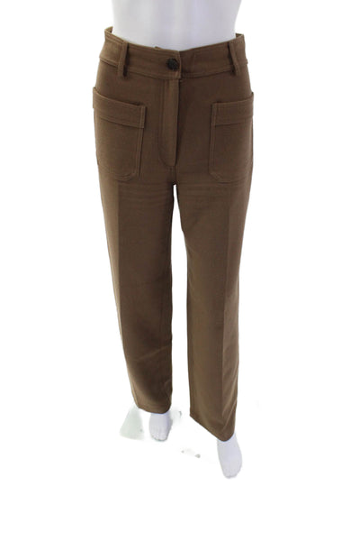 Nathaliedumeix Womens Zippered High-Waisted Straight Pants Brown Size 36
