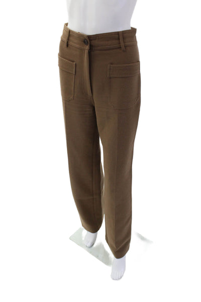 Nathaliedumeix Womens Zippered High-Waisted Straight Pants Brown Size 36