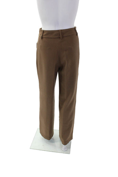 Nathaliedumeix Womens Zippered High-Waisted Straight Pants Brown Size 36