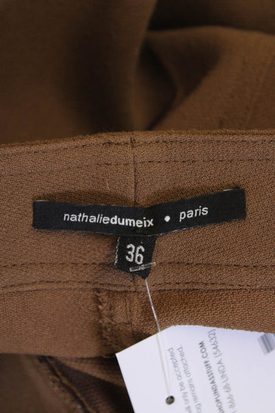Nathaliedumeix Womens Zippered High-Waisted Straight Pants Brown Size 36