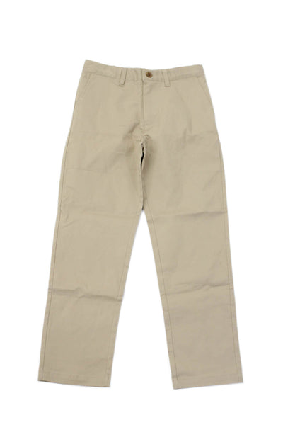 Maison Me Boys Cotton Zippered Casual Khakis Straight Leg Pants Tan Size 7
