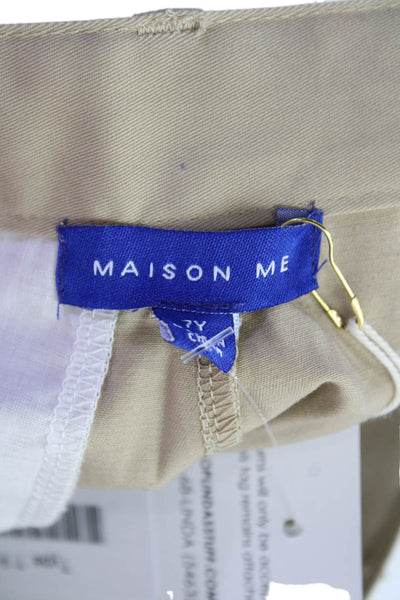 Maison Me Boys Cotton Zippered Casual Khakis Straight Leg Pants Tan Size 7