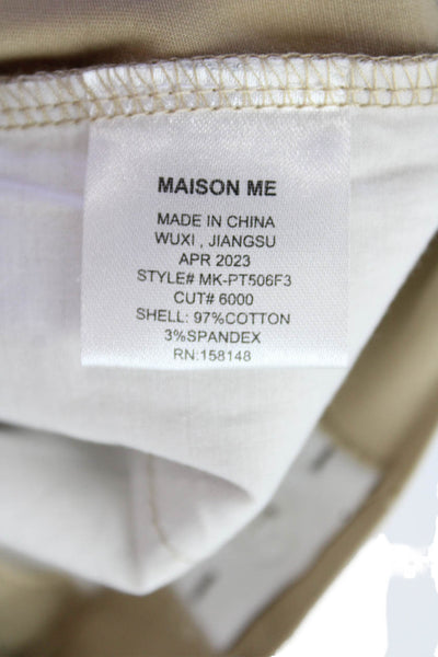 Maison Me Boys Cotton Zippered Casual Khakis Straight Leg Pants Tan Size 7