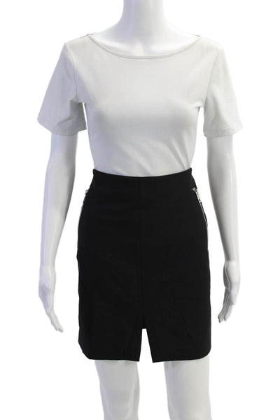 Rag & Bone Womens Zippered Pocket Detail Short Pencil Skirt Solid Black Size 6