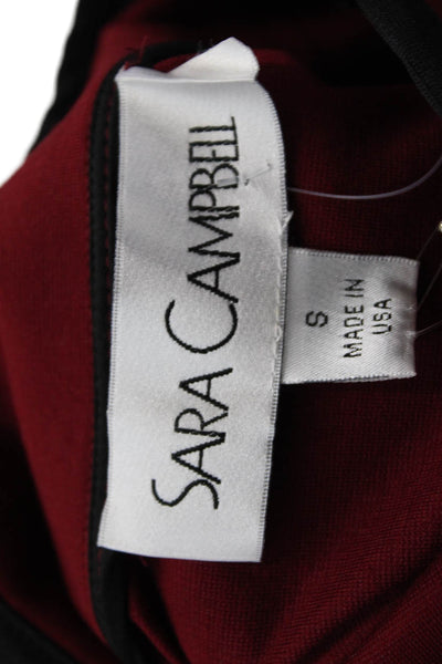 Sara Campbell Womens High Neck 3/4 Sleeve Gold Tone Button Detail Top Red Size 6