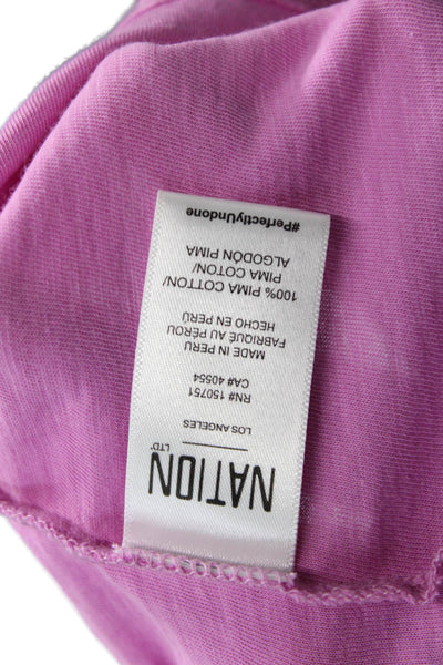 Nation LTD Womens Cotton Ruffled Detail Square Neck Tank Top Pink Size S