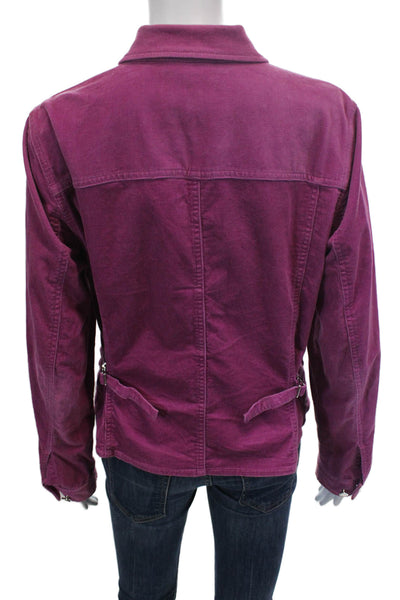 Jones New York Womens Cotton Collared Button Up Corduroy Jacket Pink Size M