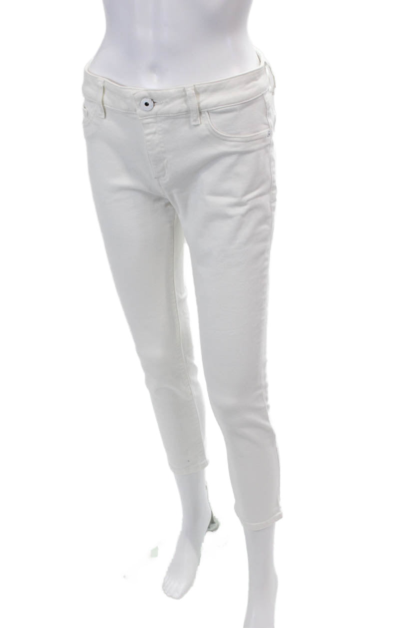 DL1961 Womens Florence Mid Rise Skinny Jeans White Size 28
