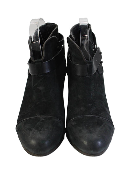 Rag & Bone Womens Leather Strappy Detail Heeled Ankle Boots Black Size EUR 39