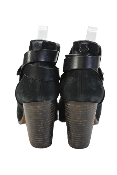 Rag & Bone Womens Leather Strappy Detail Heeled Ankle Boots Black Size EUR 39