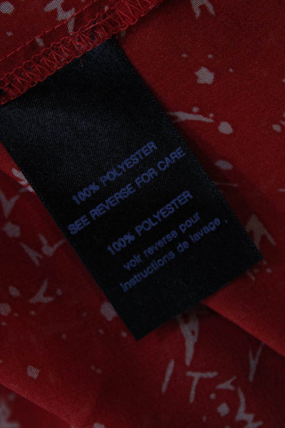 PJK Patterson J Kincaid Womens Long Sleeve Scoop Neck Sheer Blouse Red Size S