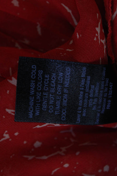PJK Patterson J Kincaid Womens Long Sleeve Scoop Neck Sheer Blouse Red Size S