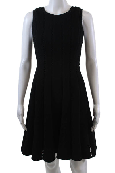 Rebecca Taylor Women's Round Neck Sleeveless Fit Flare Mini Dress Black Size 2