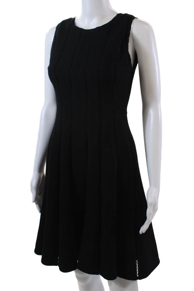 Rebecca Taylor Women's Round Neck Sleeveless Fit Flare Mini Dress Black Size 2