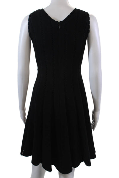 Rebecca Taylor Women's Round Neck Sleeveless Fit Flare Mini Dress Black Size 2