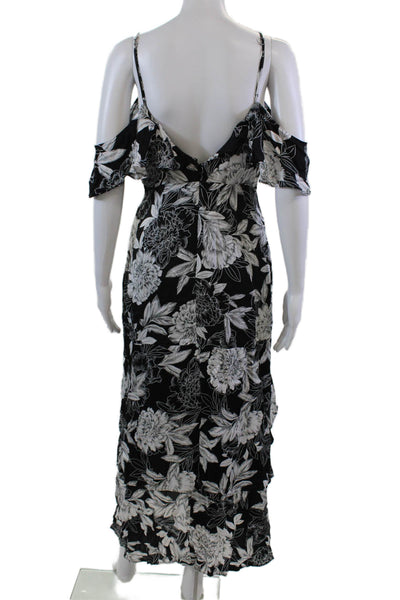 Bardot Women's V-Neck Ruffle Sleeveless Asymmetrical Midi Dress Floral Size 6