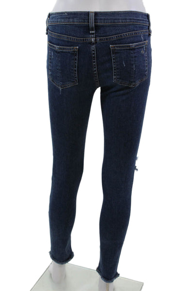 Rag & Bone Women's Midrise Distress Medium Wash Skinny Denim Pants Size 26