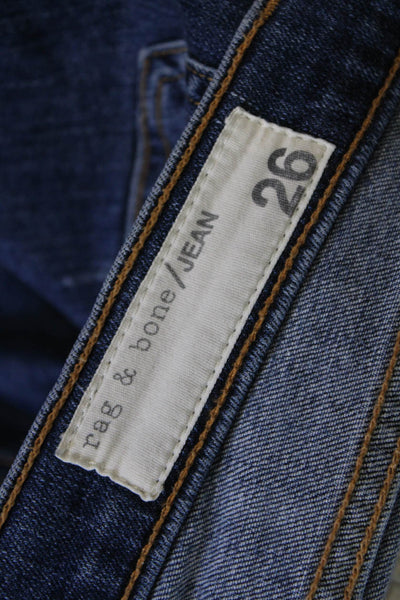 Rag & Bone Women's Midrise Distress Medium Wash Skinny Denim Pants Size 26