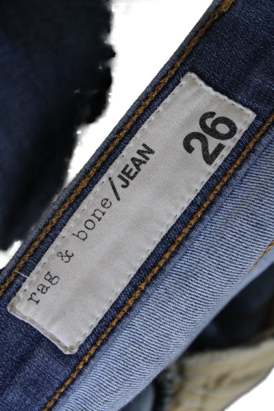 Rag & Bone Women's Distress Midrise Medium Wash Skinny Jeans Pants Size 26