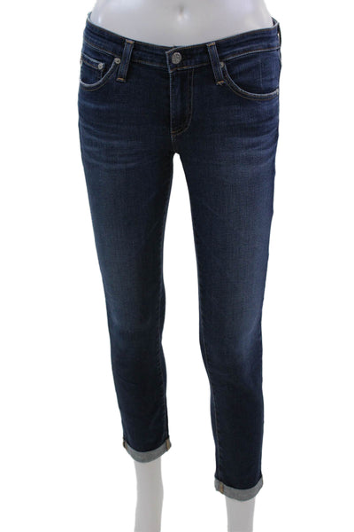 AG Women's Five Pocket Roll Up Medium Wash Straight Leg Denim Pants Size 26