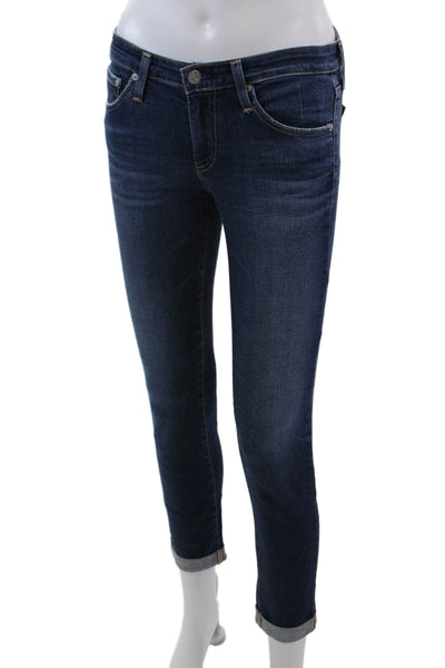 AG Women's Five Pocket Roll Up Medium Wash Straight Leg Denim Pants Size 26