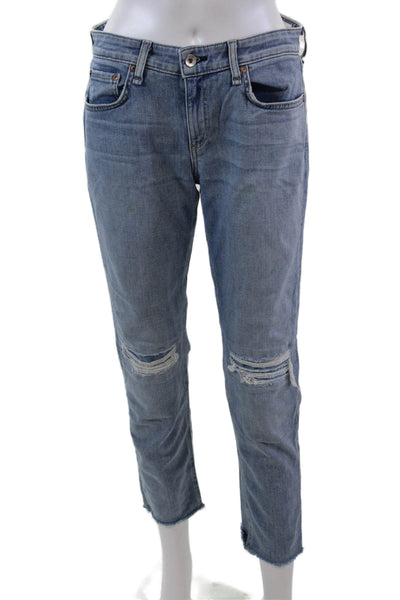 Rag & Bone Women's Midrise Five Pocket Distress Straight Leg Denim Pants Size 26