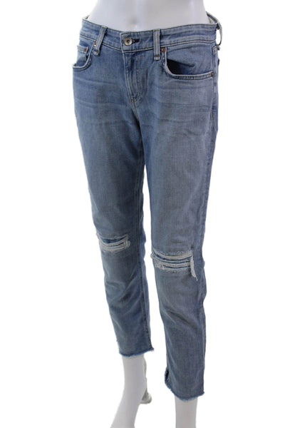 Rag & Bone Women's Midrise Five Pocket Distress Straight Leg Denim Pants Size 26