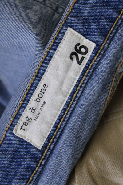 Rag & Bone Women's Midrise Five Pocket Distress Straight Leg Denim Pants Size 26