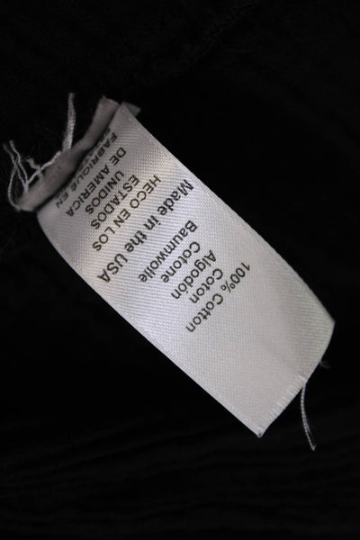 Michael Stars Women's Short Sleeves Round Neck Cotton Boxy Blouse Black Size S