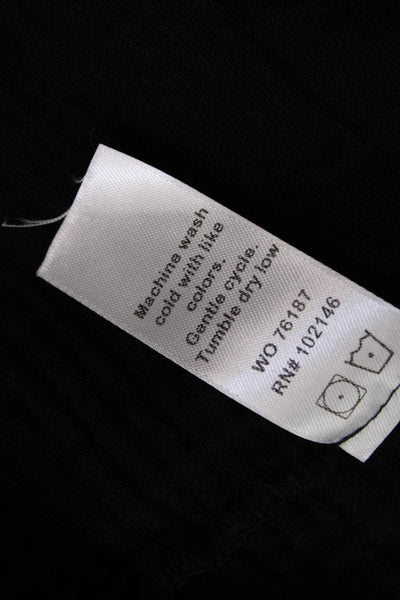 Michael Stars Women's Short Sleeves Round Neck Cotton Boxy Blouse Black Size S