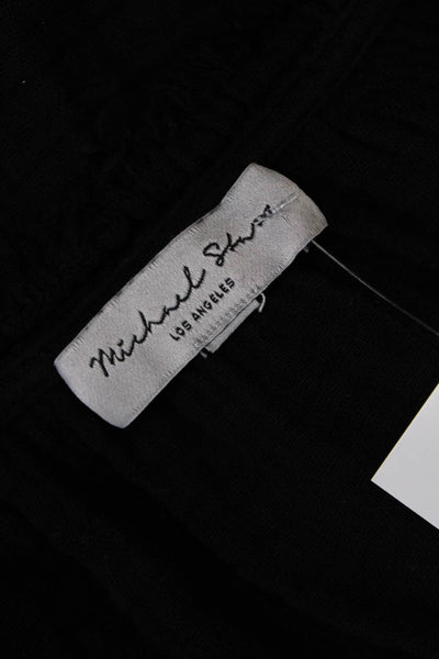 Michael Stars Women's Short Sleeves Round Neck Cotton Boxy Blouse Black Size S