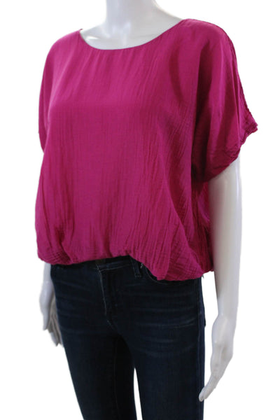 Velvet by Graham & Spencer Womens Short Sleeves Cropped Top Pink Size XS