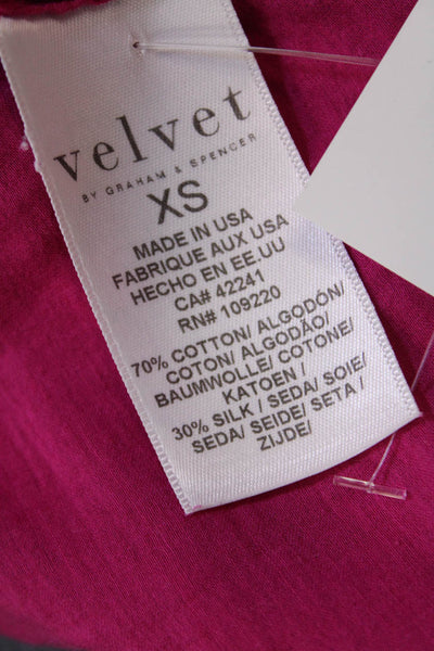 Velvet by Graham & Spencer Womens Short Sleeves Cropped Top Pink Size XS