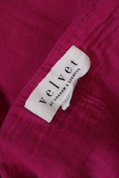 Velvet by Graham & Spencer Womens Short Sleeves Cropped Top Pink Size XS
