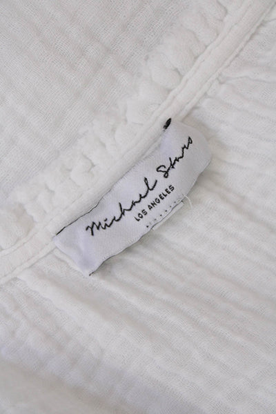 Michael Stars Women's V-Neck Short Sleeves Cotton Boxy Blouse White Size S