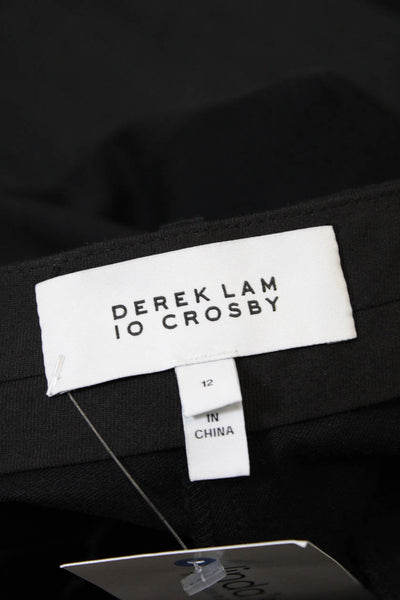 Derek Lam 10 Crosby Womens Zipper Fly High Rise Pleated Flare Leg Pants Black 12