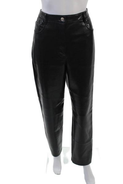 Wilfred Womens Zipper Fly High Rise Faux Leather Straight Pants Black Size 10