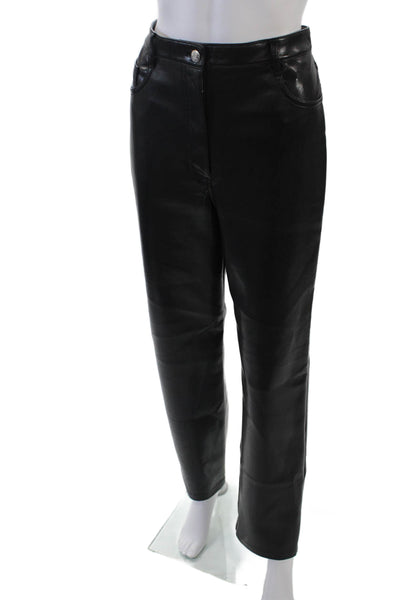 Wilfred Womens Zipper Fly High Rise Faux Leather Straight Pants Black Size 10