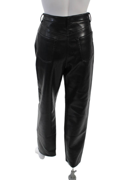 Wilfred Womens Zipper Fly High Rise Faux Leather Straight Pants Black Size 10