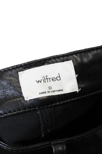 Wilfred Womens Zipper Fly High Rise Faux Leather Straight Pants Black Size 10
