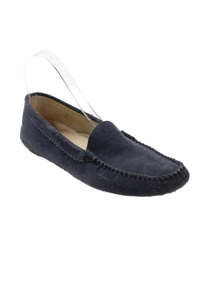 FS/NY Womens Suede Leather Slip On Flat Moccasin Shoes Navy Size 8.5