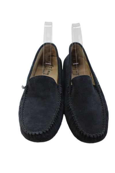 FS/NY Womens Suede Leather Slip On Flat Moccasin Shoes Navy Size 8.5