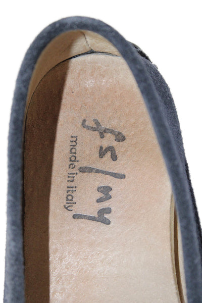 FS/NY Womens Suede Leather Slip On Flat Moccasin Shoes Navy Size 8.5