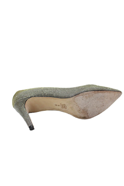 Santorini Womens Leather Glittery Pointed Toe Pumps Heels Shoes Silver Size 9M