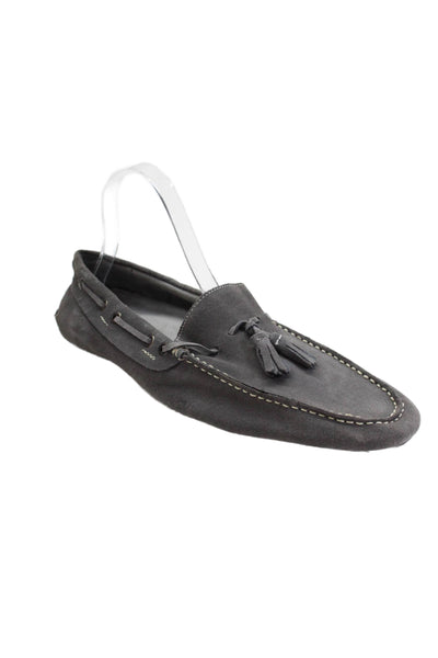 Via Spiga Men's Suede Leather Tassel Slip-On Loafers Shoes Gray Size 11