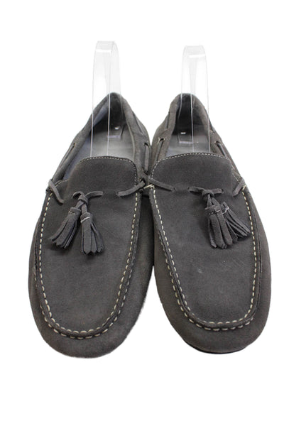 Via Spiga Men's Suede Leather Tassel Slip-On Loafers Shoes Gray Size 11
