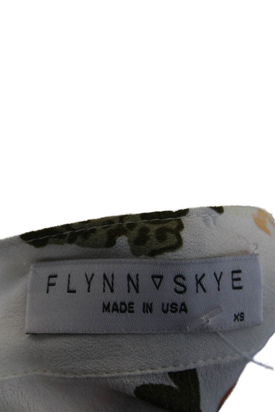 Flynn Skye Womens Textured Zip Ruffle Slit Long Floral Maxi Skirt White Size XS